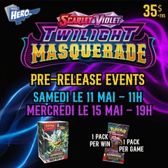 Pokemon – Pre-release twilight masquerade – Mercredi le 15 mai – 19h